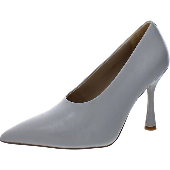 Sam Edelman Womens Hilton Gray Leather Pointed Toe Dress Heels Shoes - Picture 1 of 3